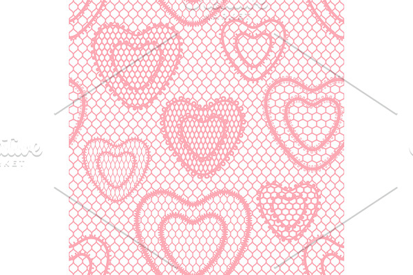 Seamless lace pattern with hearts