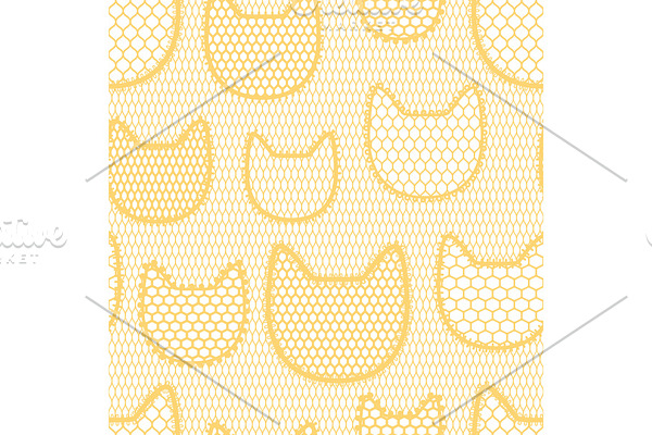 Seamless lace pattern with cats