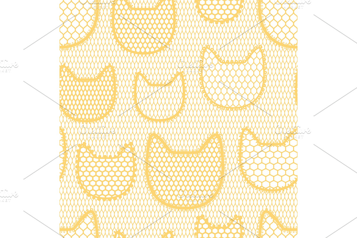 Seamless lace pattern with cats in Patterns - product preview 8