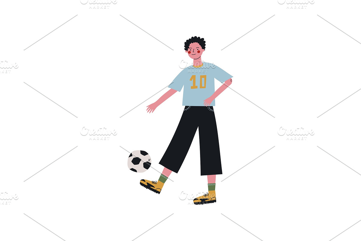 Male Soccer Player Kicking Ball in Illustrations - product preview 8