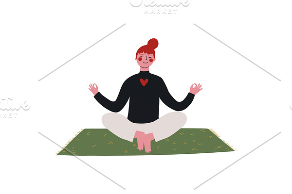 Young Woman Practicing Yoga in