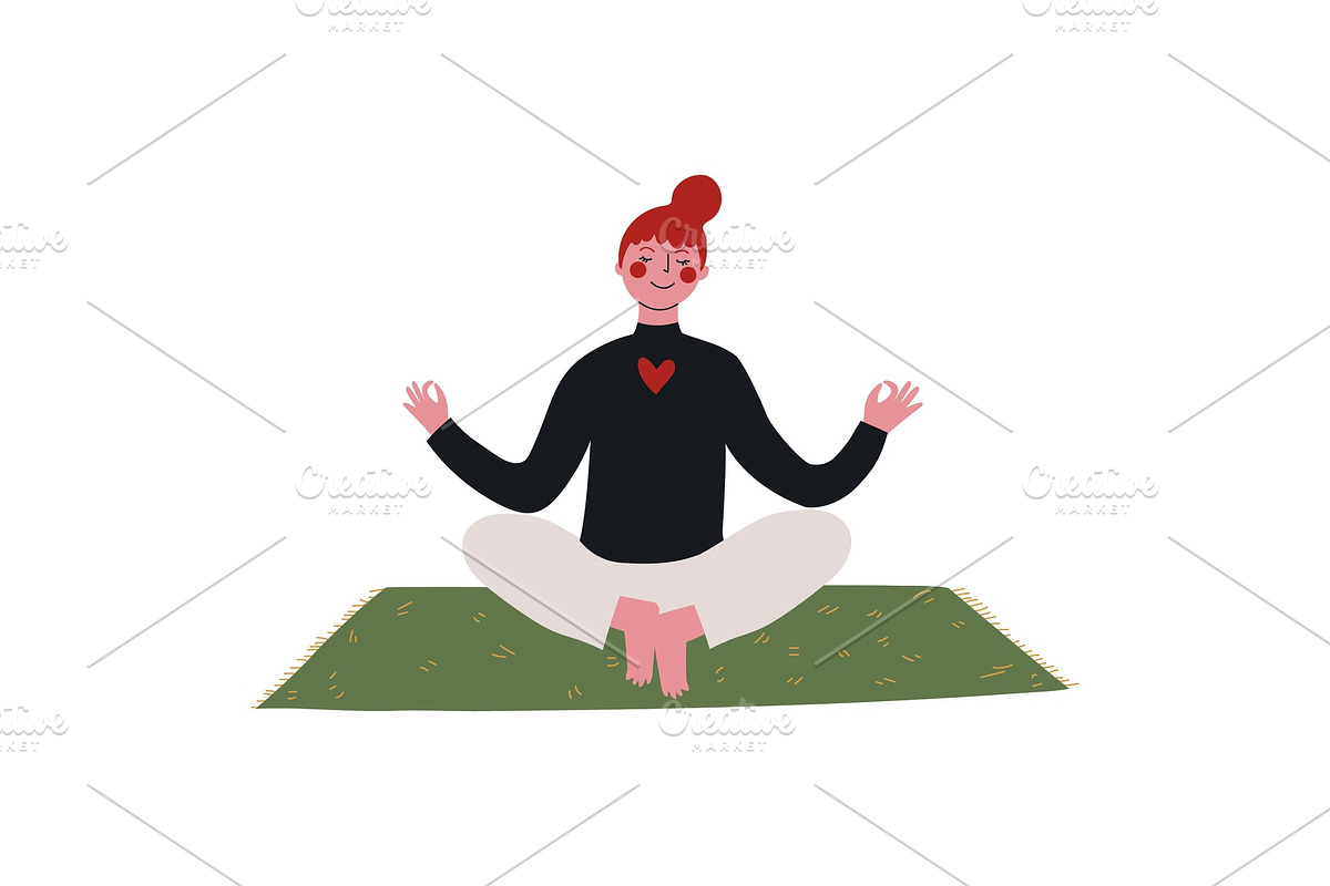 Young Woman Practicing Yoga in in Illustrations - product preview 8