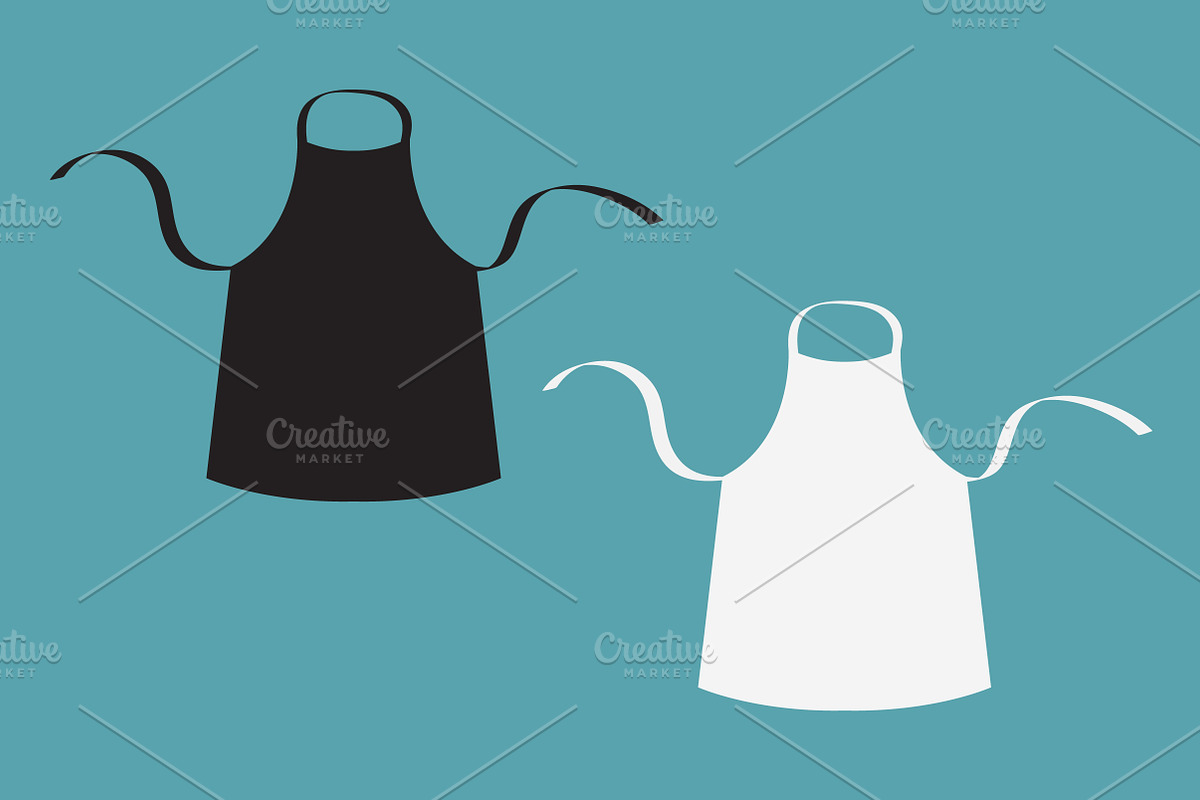 Black white blank kitchen apron set in Illustrations - product preview 8