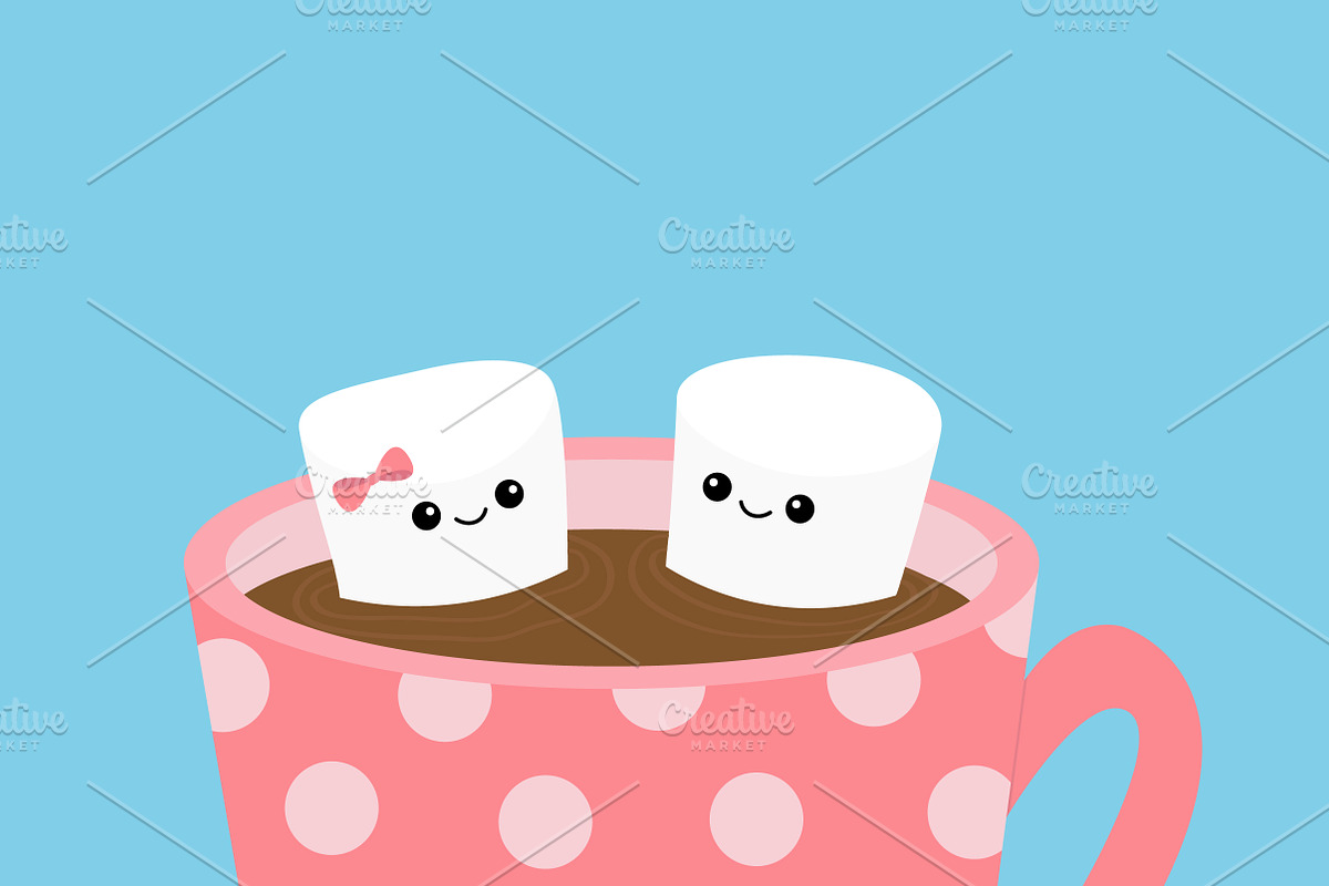 Marshmallows taking a bath in a cup in Illustrations - product preview 8