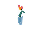 Beautiful Tulips Flowers in Glass