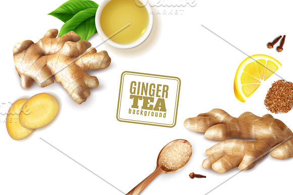 Ginger Realistic Set in Illustrations - product preview 2