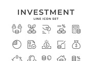 Set line icons of investment