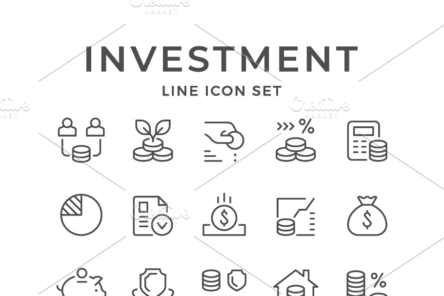 Set line icons of investment in Icons - product preview 8