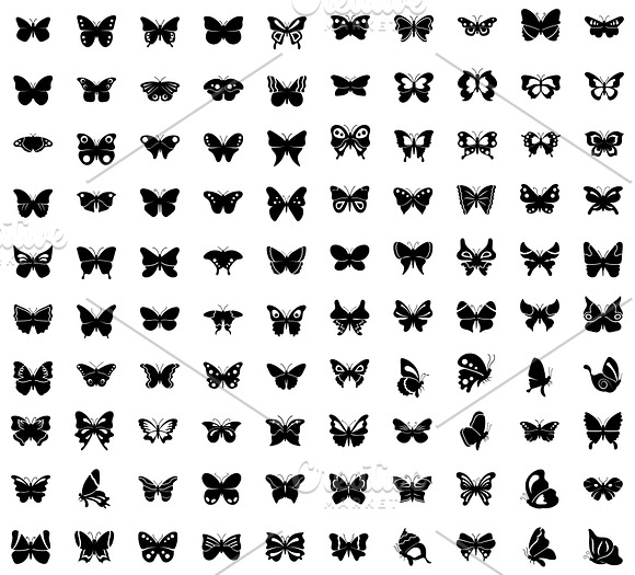 100 Flat Butterfly Vector Icons in Icons - product preview 2
