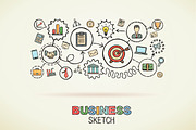 Business hand draw integrated icons