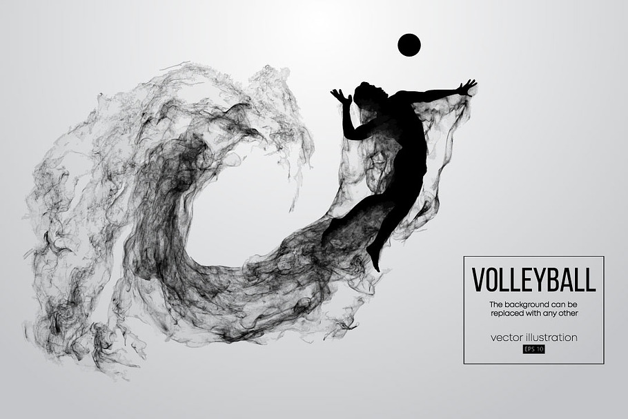 Silhouette of a volleyball player in Illustrations - product preview 8