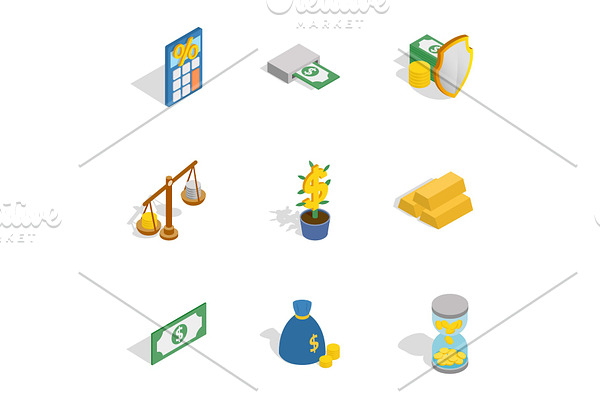 Financial related icons, isometric