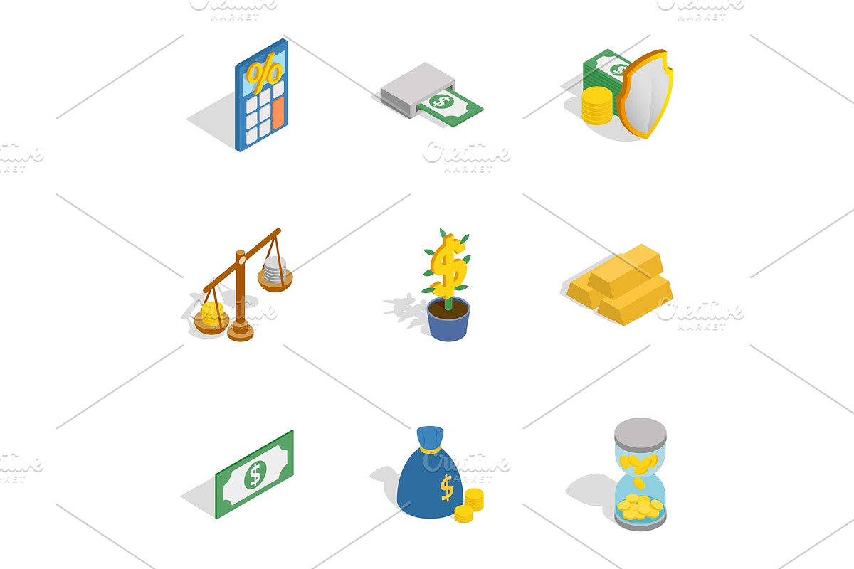 Financial related icons, isometric in Illustrations - product preview 8