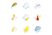 Climate icons, isometric 3d style