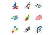 Management icons, isometric 3d style