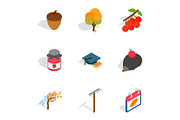 October icons, isometric 3d style