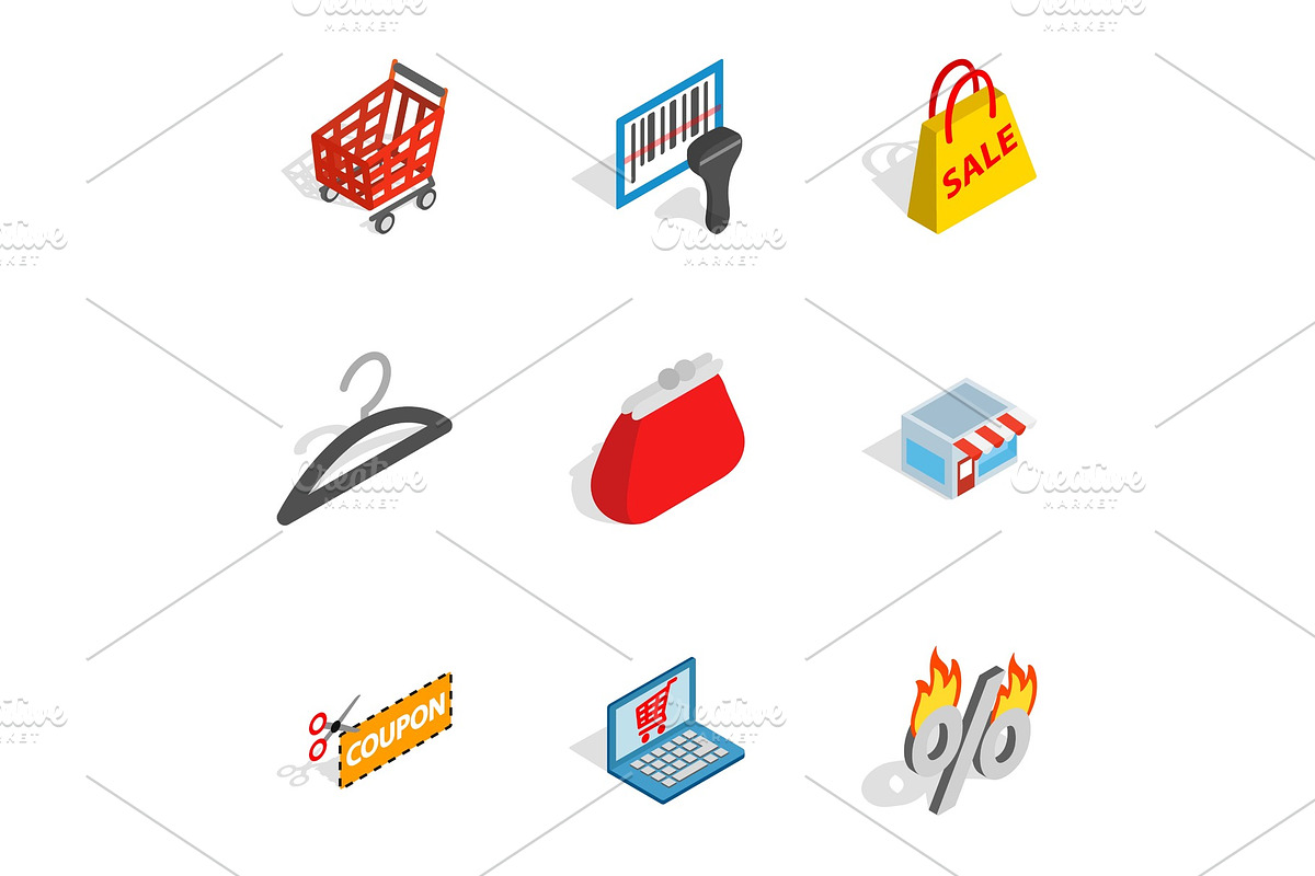 Electronic commerce icons, isometric in Illustrations - product preview 8
