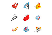 Electronic commerce icons, isometric