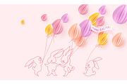 Happy Easter card. Cute rabbit with