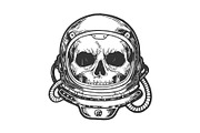 Human skull astronaut helmet sketch