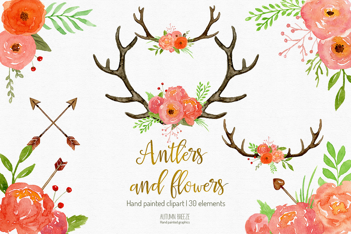 antlers clipart in Illustrations - product preview 8