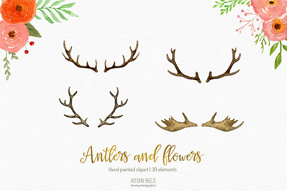 antlers clipart in Illustrations - product preview 2