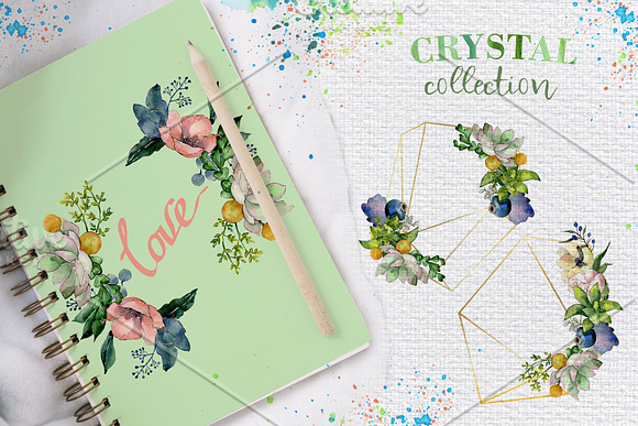 Bouquets with succulents Watercolor in Illustrations - product preview 5