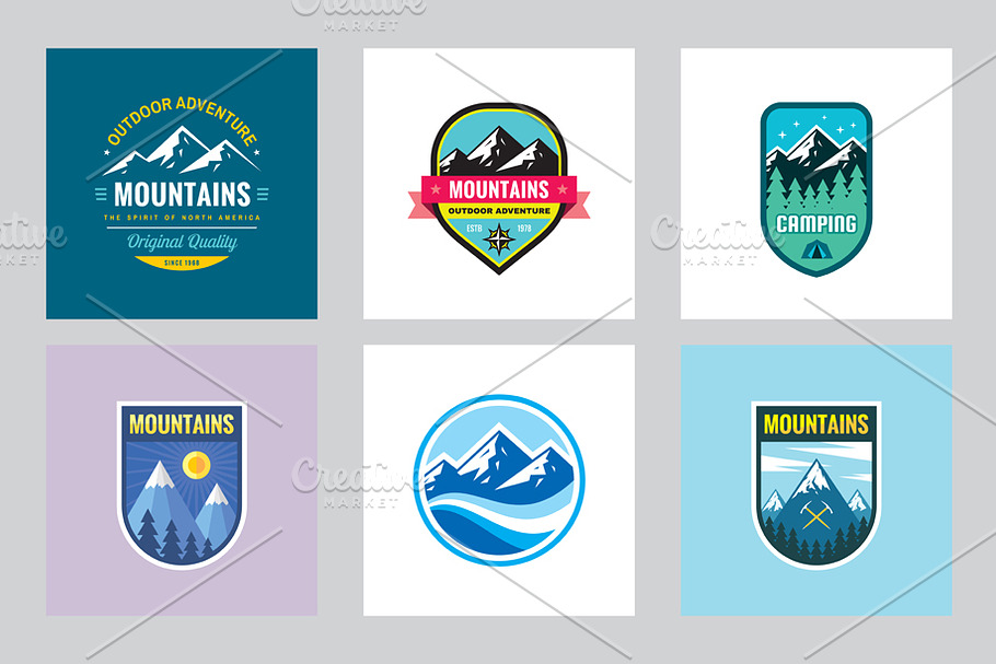 Mountains Camping - Logo Badge Set in Logo Templates - product preview 8