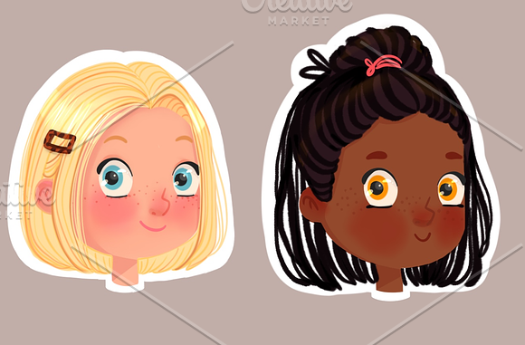Cute Face Sticker Set Procreate Png in Illustrations - product preview 1
