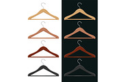 Wooden coat hanger for clothes.