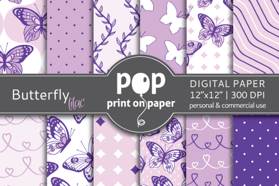 Butterfly Lilac Digital Paper in Patterns - product preview 8
