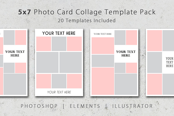 5x7 Photo Card Collage Template Pack
