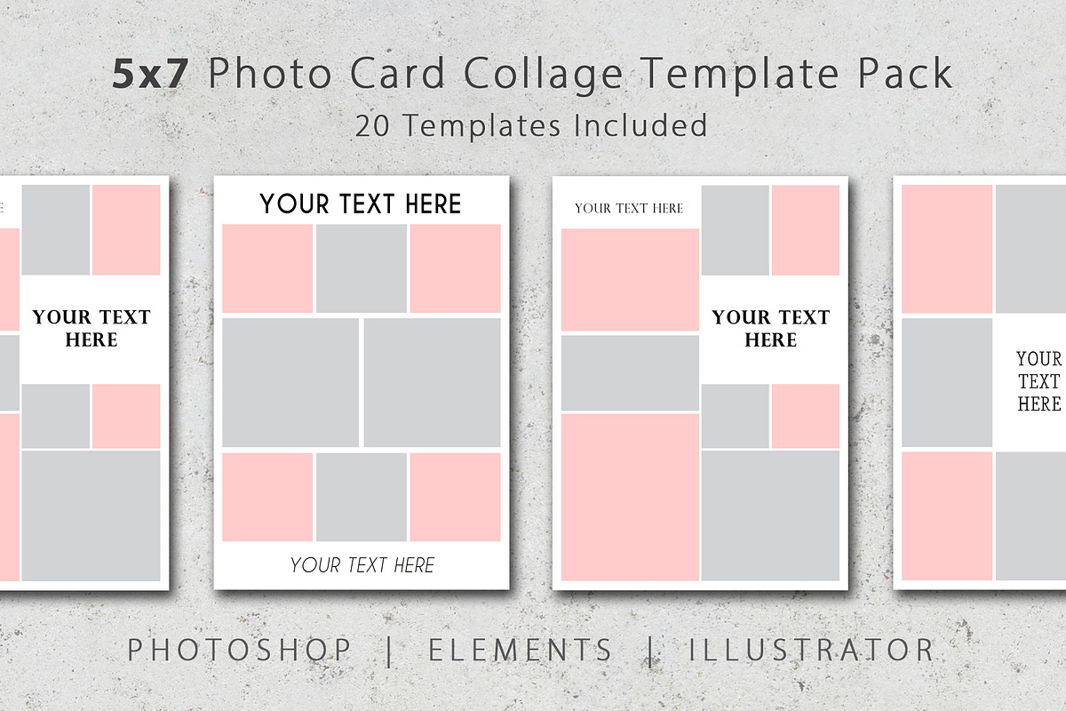 5x7 Photo Card Collage Template Pack in Postcard Templates - product preview 8