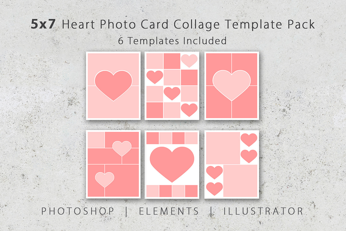 5x7 Heart Photo Card Template Pack in Card Templates - product preview 8
