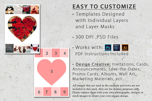 5x7 Heart Photo Card Template Pack in Card Templates - product preview 2