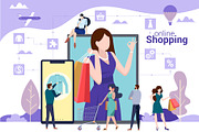Online shopping vector concept.
