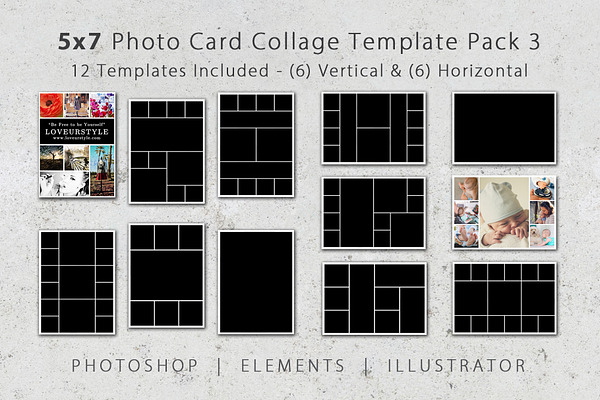 5x7 Photo Card Collage Template Pack