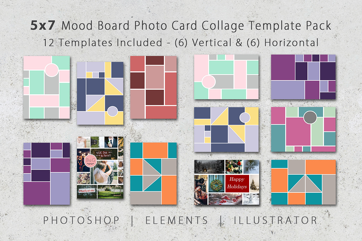 5x7 Photo Card Collage Template Pack in Card Templates - product preview 8