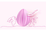 Happy Easter card. Cute rabbit with