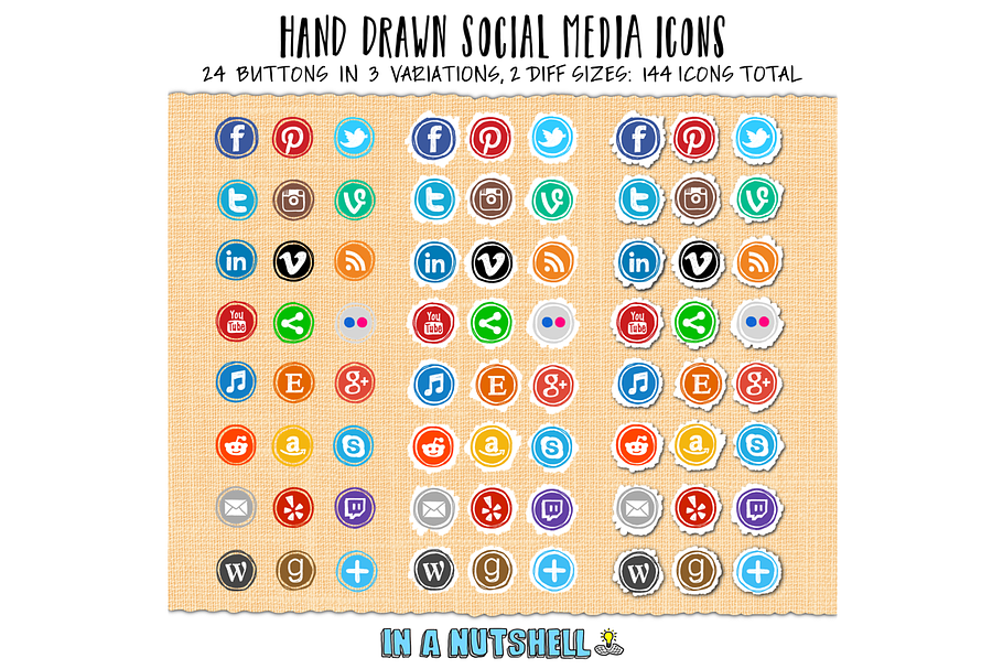 Hand Drawn Social Media Icons Circle in Graphics - product preview 8
