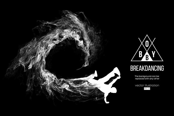 silhouette of a breakdancer man in Illustrations - product preview 1