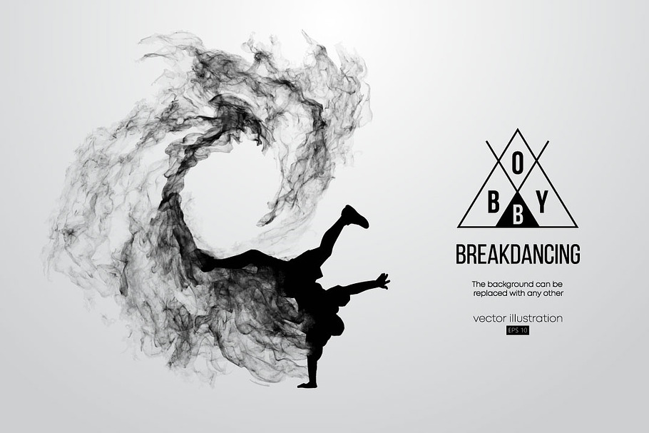 silhouette of a breakdancer man
