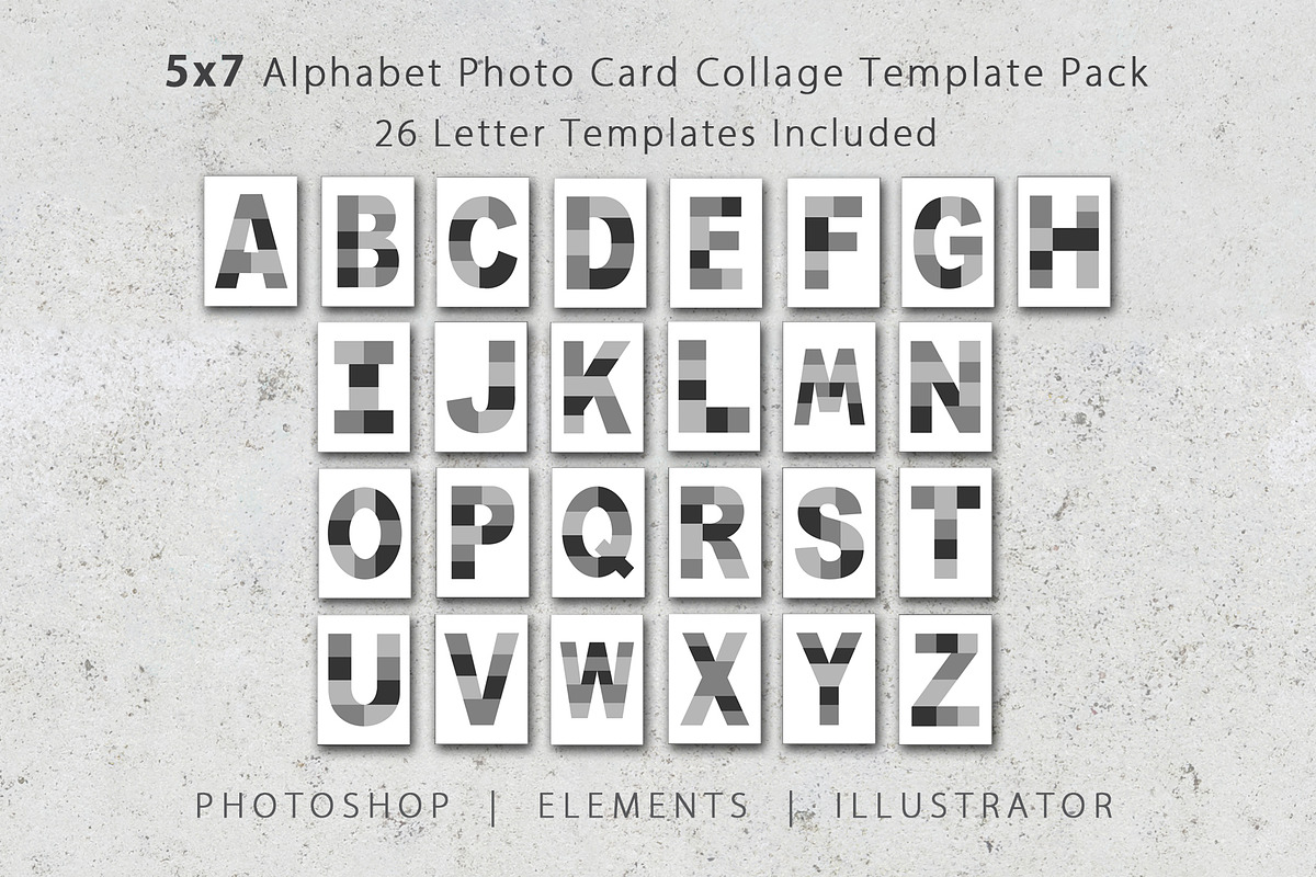 5x7 Alphabet Photo Template Pack in Postcard Templates - product preview 8