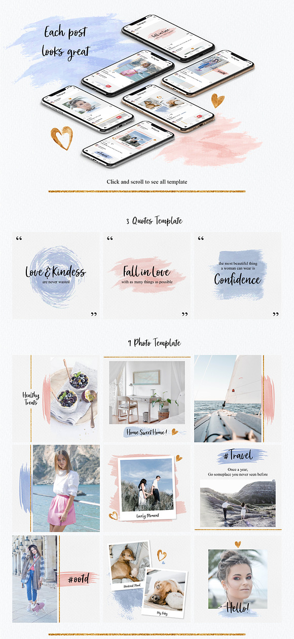 Watercolour Instagram Feeds Template in Instagram Templates - product preview 1