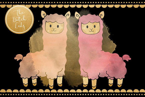Pastel Lama & Alpaca Clipart Set in Illustrations - product preview 1