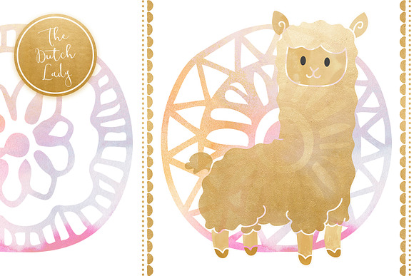 Pastel Lama & Alpaca Clipart Set in Illustrations - product preview 2