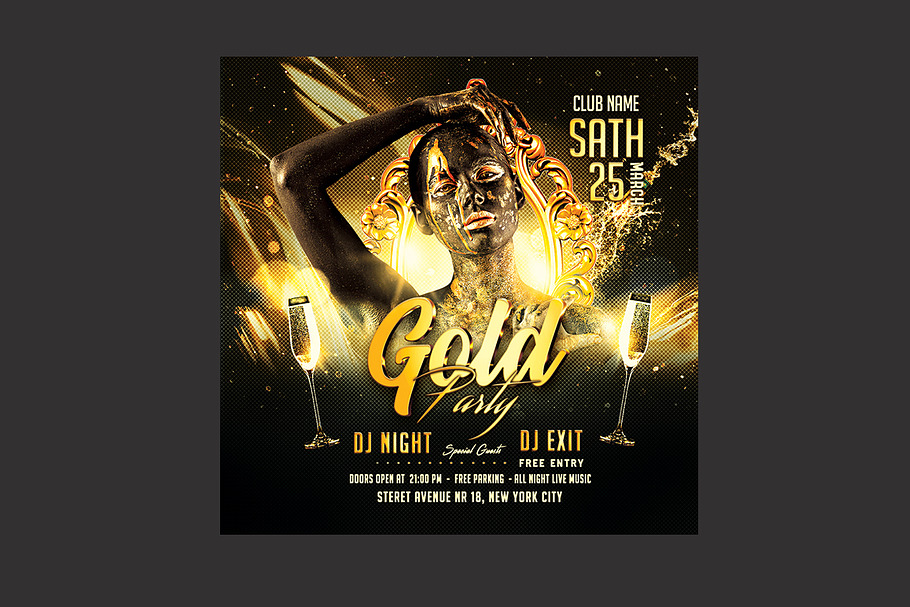 Gold Party Flyer in Flyer Templates - product preview 8