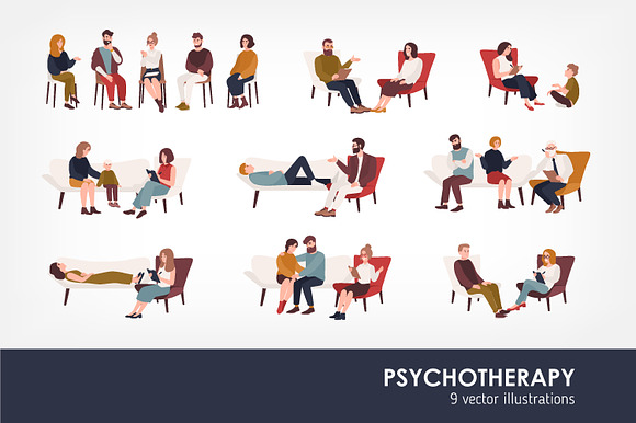Psychotherapy set in Illustrations - product preview 1