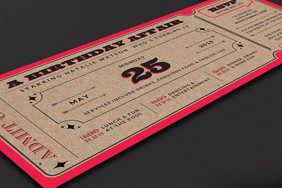 Birthday Ticket Invitation Pack in Card Templates - product preview 2