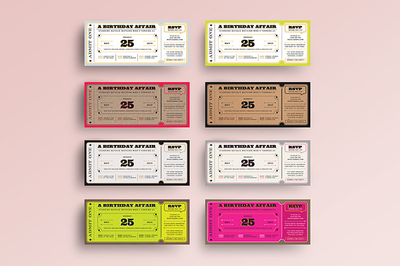 Birthday Ticket Invitation Pack in Card Templates - product preview 6